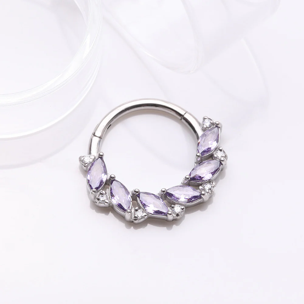 Brilliant Sparkle Marquise Weave Wreath Clicker Hoop Ring - Image 3