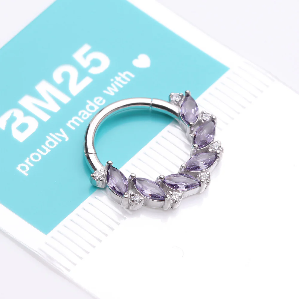 Brilliant Sparkle Marquise Weave Wreath Clicker Hoop Ring - Image 5