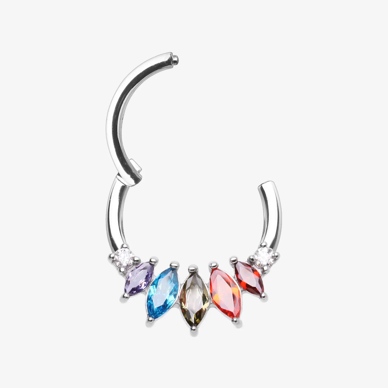 Brilliant Sparkle Marquise Grand Floral Clicker Hoop Ring - Image 2