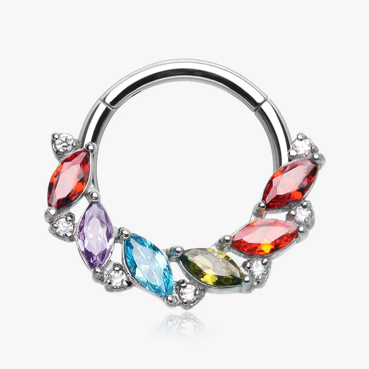 Brilliant Sparkle Marquise Weave Wreath Clicker Hoop Ring