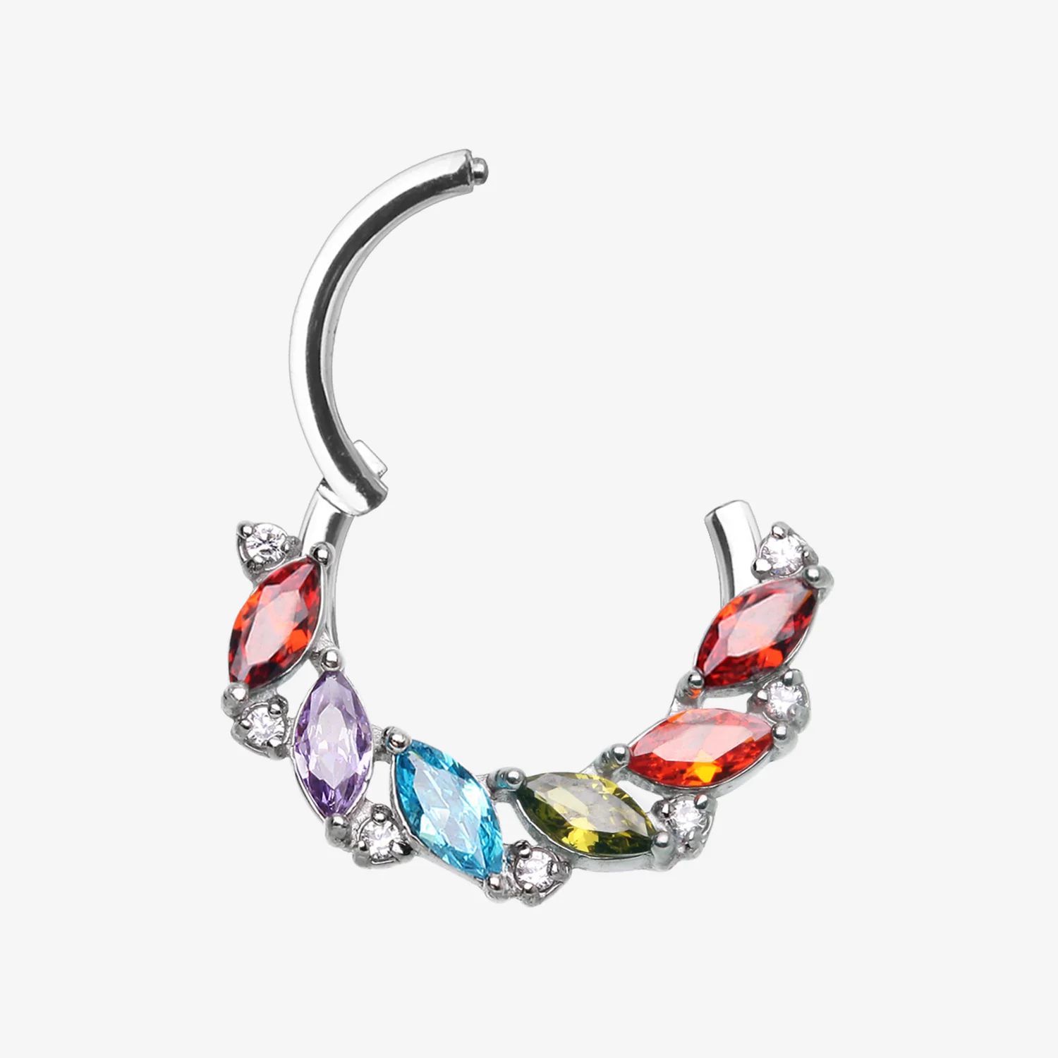 Brilliant Sparkle Marquise Weave Wreath Clicker Hoop Ring - Image 2