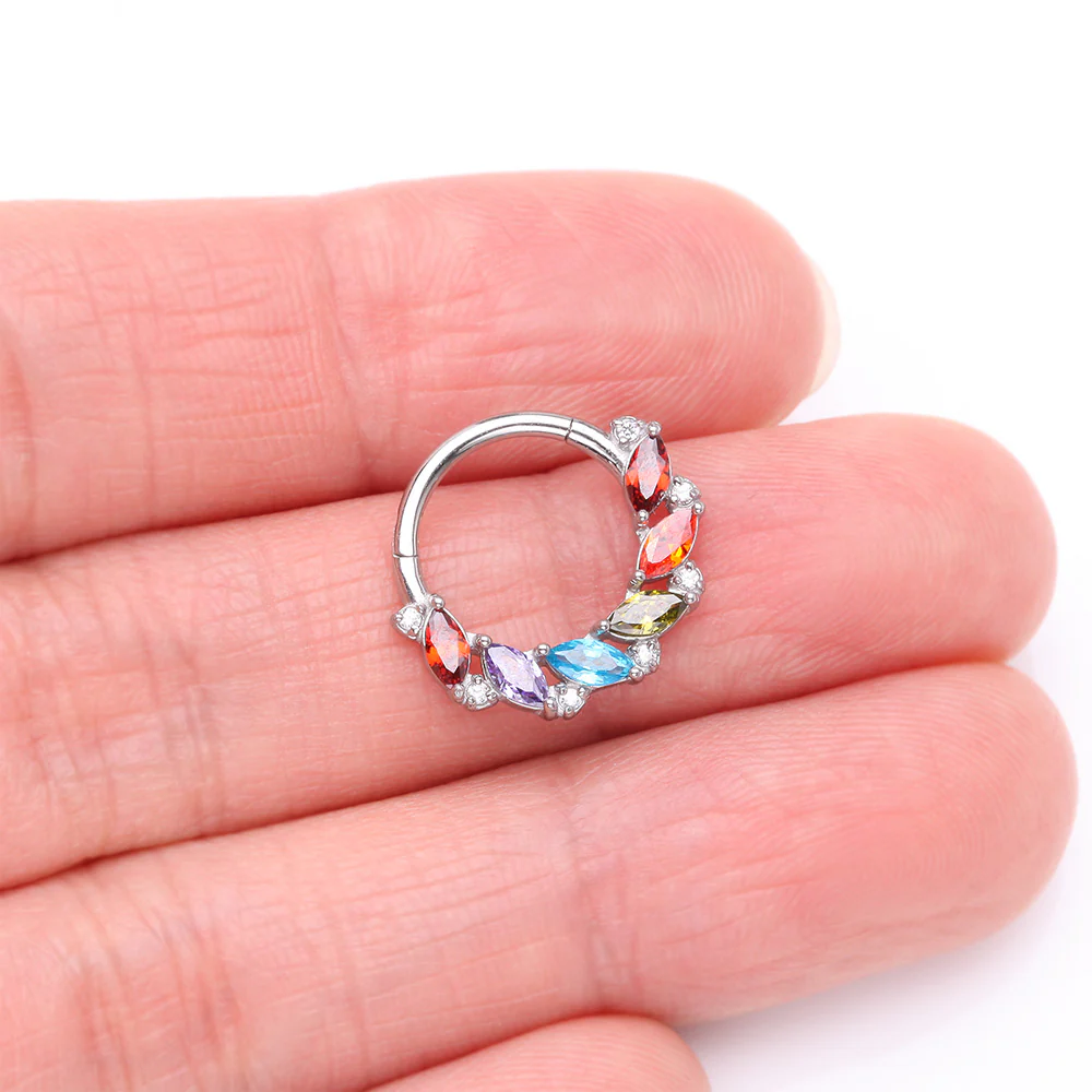 Brilliant Sparkle Marquise Weave Wreath Clicker Hoop Ring - Image 4