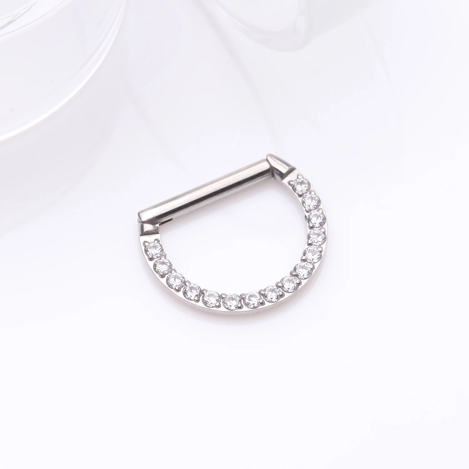 Brilliant Sparkle Multi-Gem Straight Bar Clicker Hoop Ring - Image 2