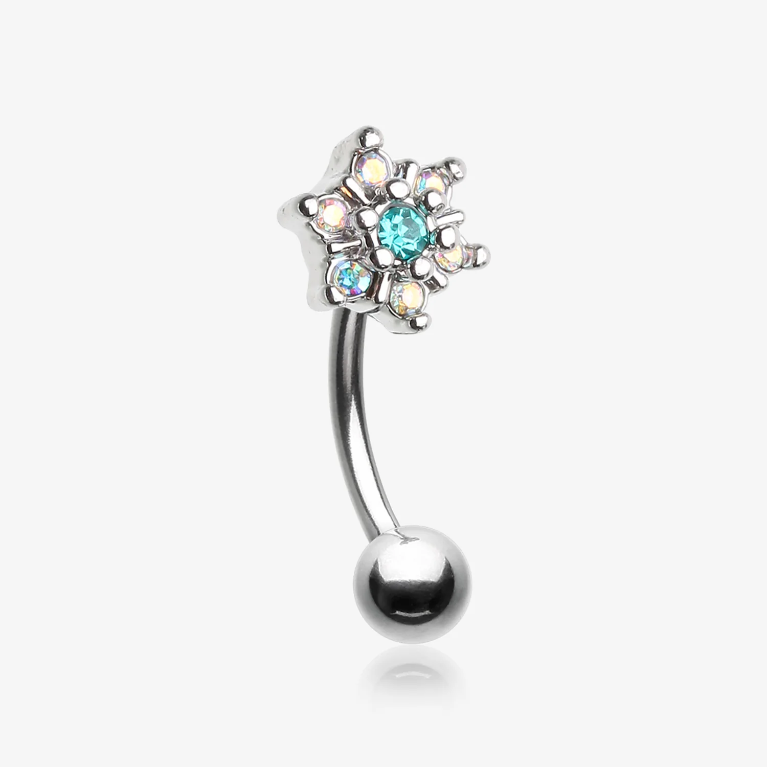 Brilliant Sparkle Spring Flower Eyebrow Curved Barbell Ring