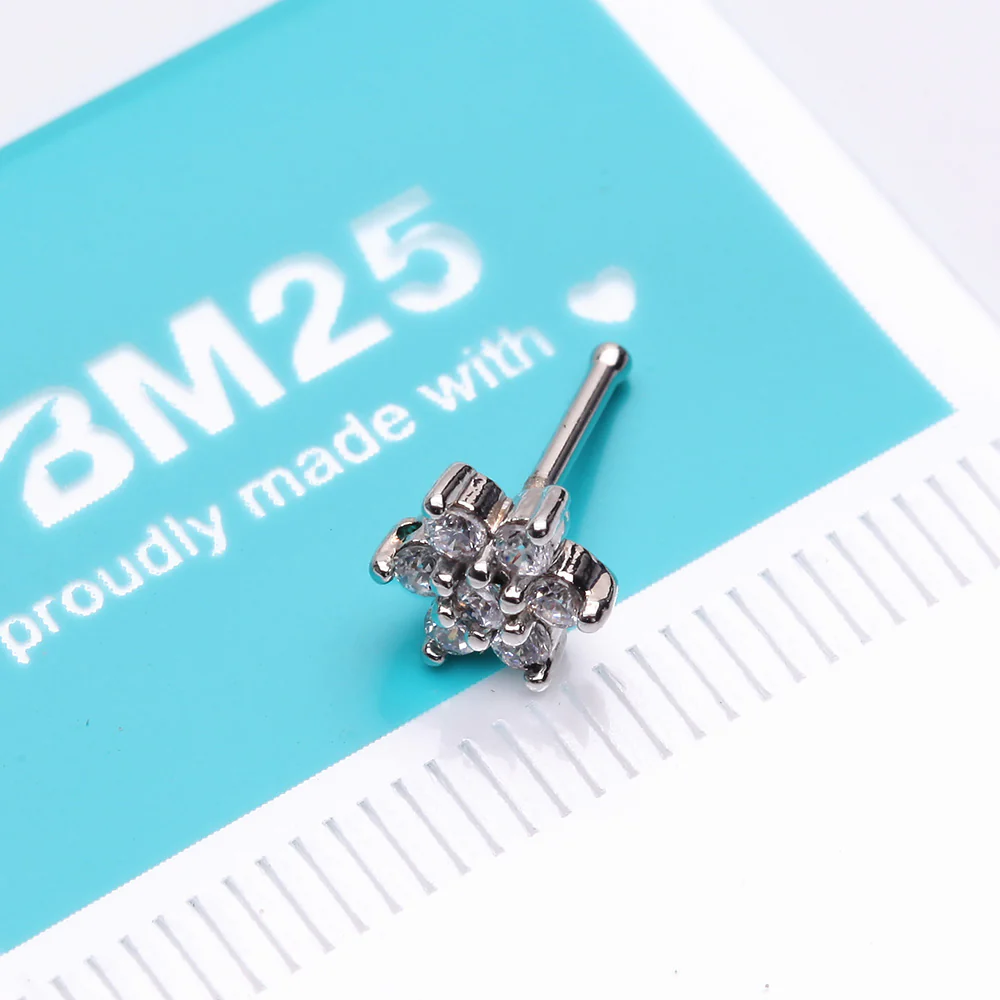 Brilliant Sparkle Spring Flower Multi-Gem Nose Stud Ring - Image 3