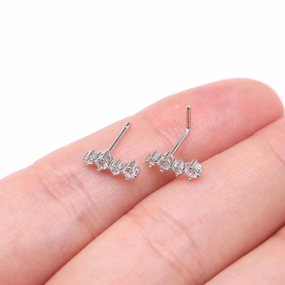 Brilliant Sparkle ZigZag Multi-Gem Nose Stud Ring - Image 4