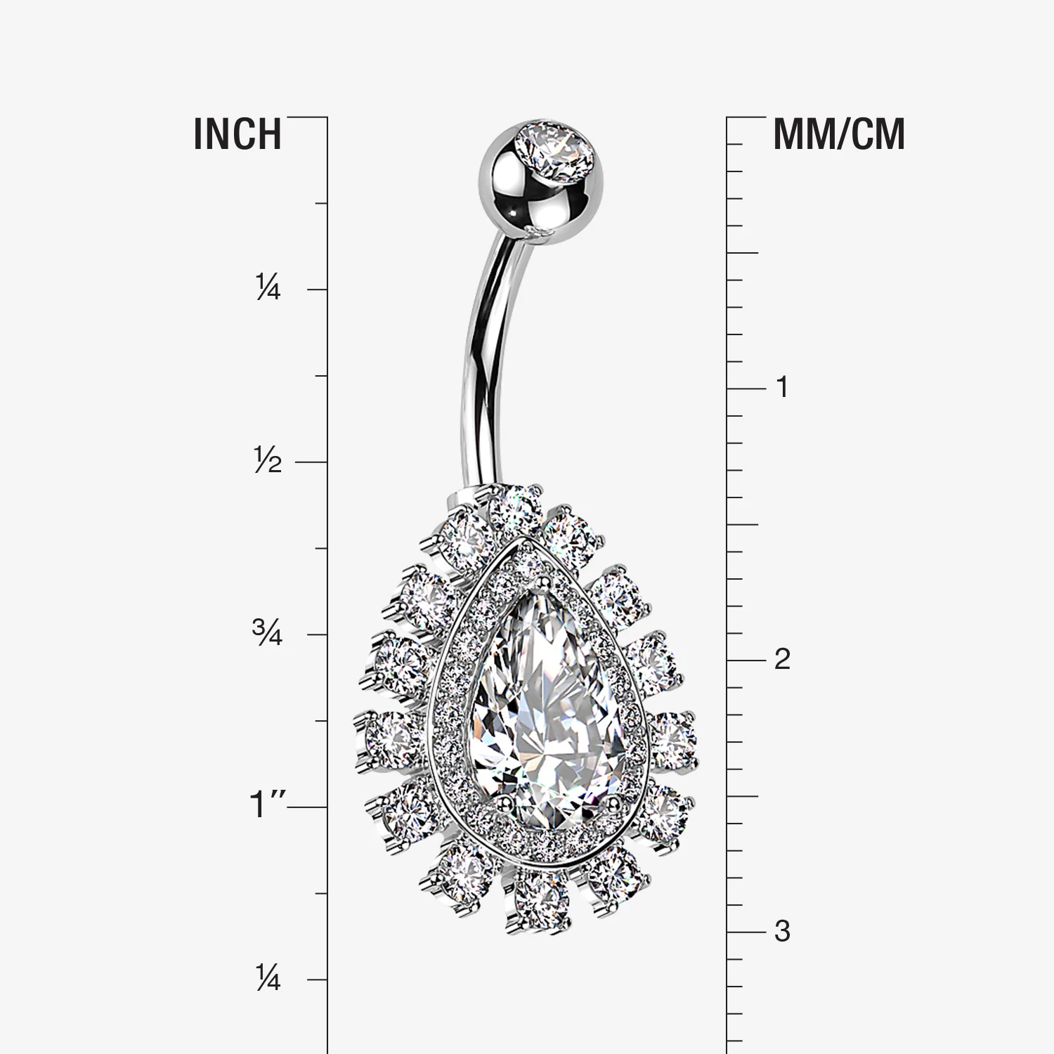 Brilliant Teardrop Grand Sparkle Belly Button Ring - Image 2