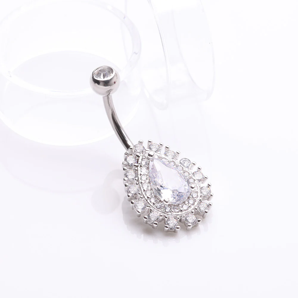 Brilliant Teardrop Grand Sparkle Belly Button Ring - Image 3