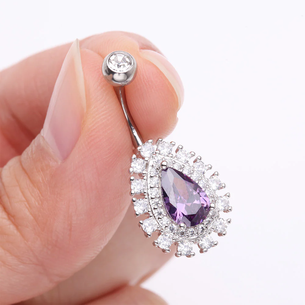 Brilliant Teardrop Grand Sparkle Belly Button Ring - Image 4