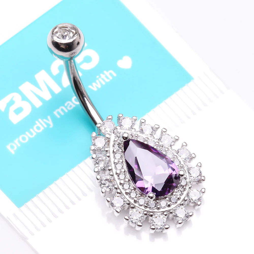 Brilliant Teardrop Grand Sparkle Belly Button Ring - Image 5