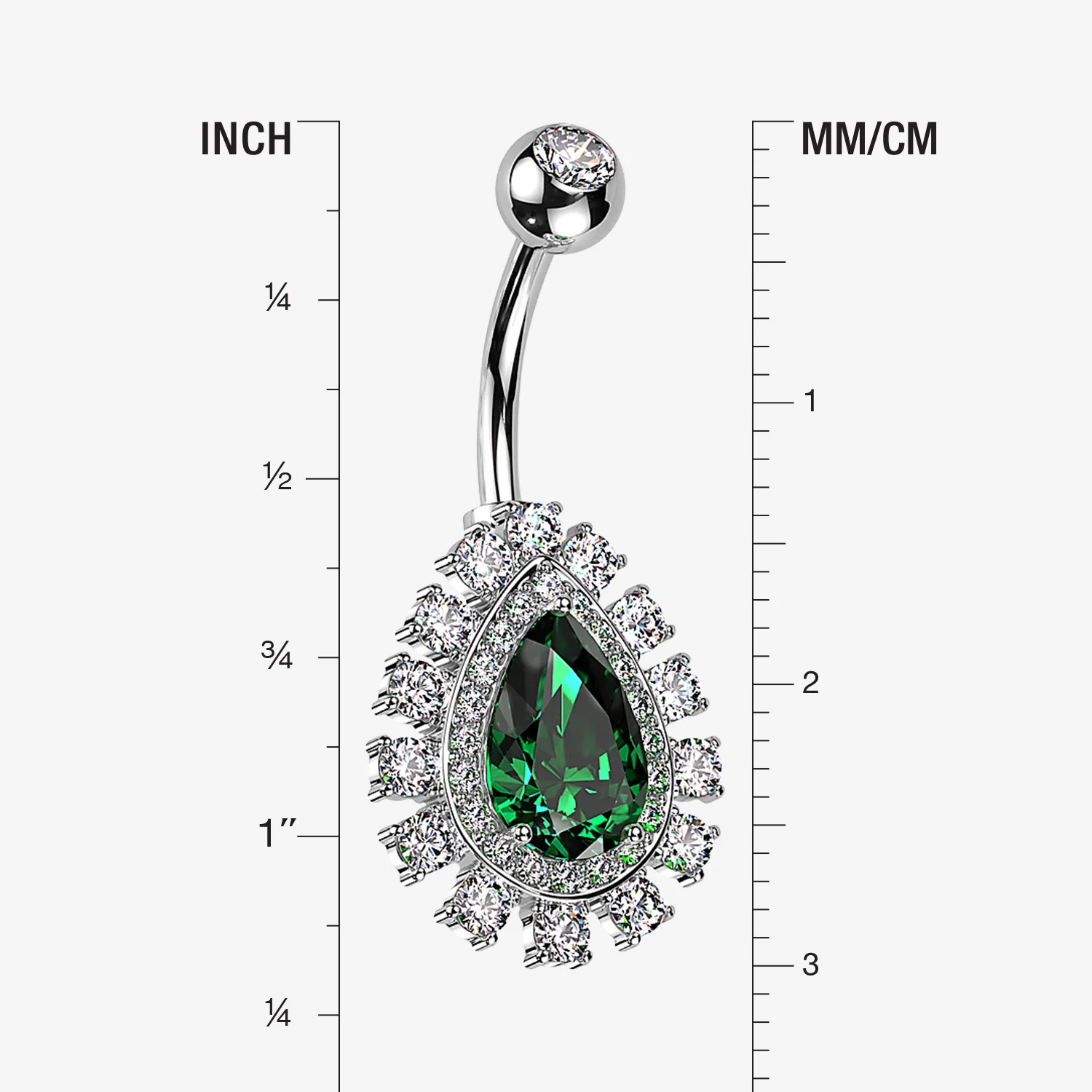 Brilliant Teardrop Grand Sparkle Belly Button Ring - Image 2