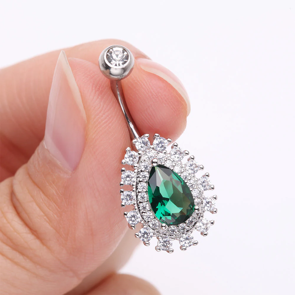 Brilliant Teardrop Grand Sparkle Belly Button Ring - Image 4