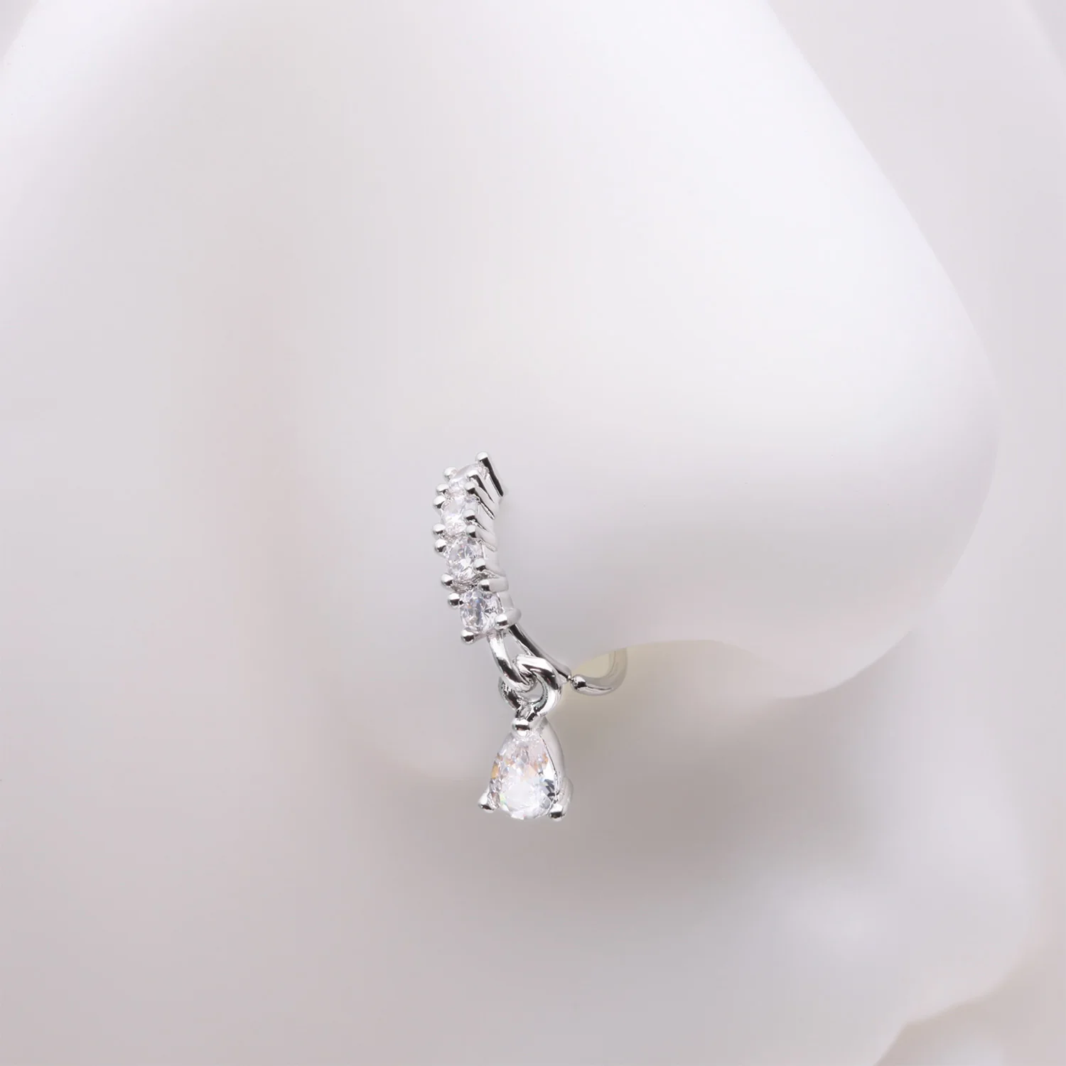 Brilliant Teardrop Prong Gem Sparkle Multi-Gem Lined Bendable Hoop Ring - Image 2
