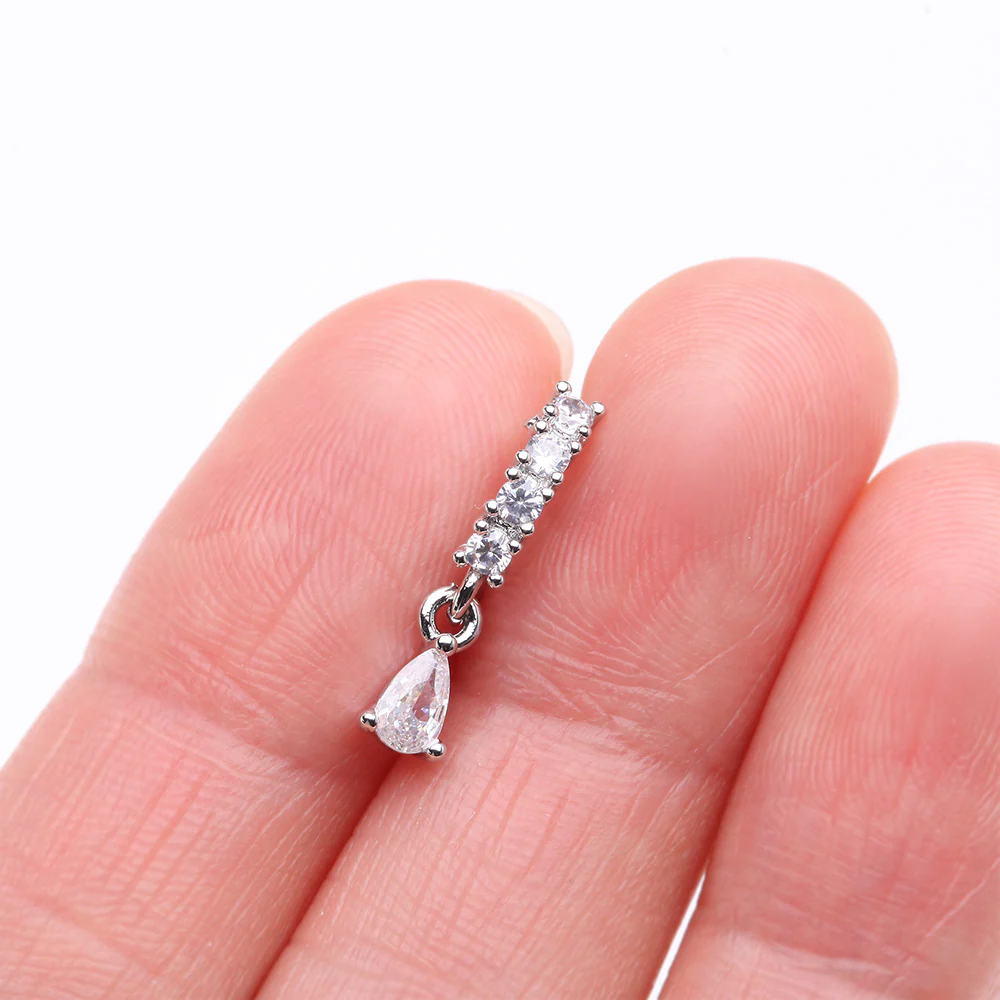 Brilliant Teardrop Prong Gem Sparkle Multi-Gem Lined Bendable Hoop Ring - Image 3