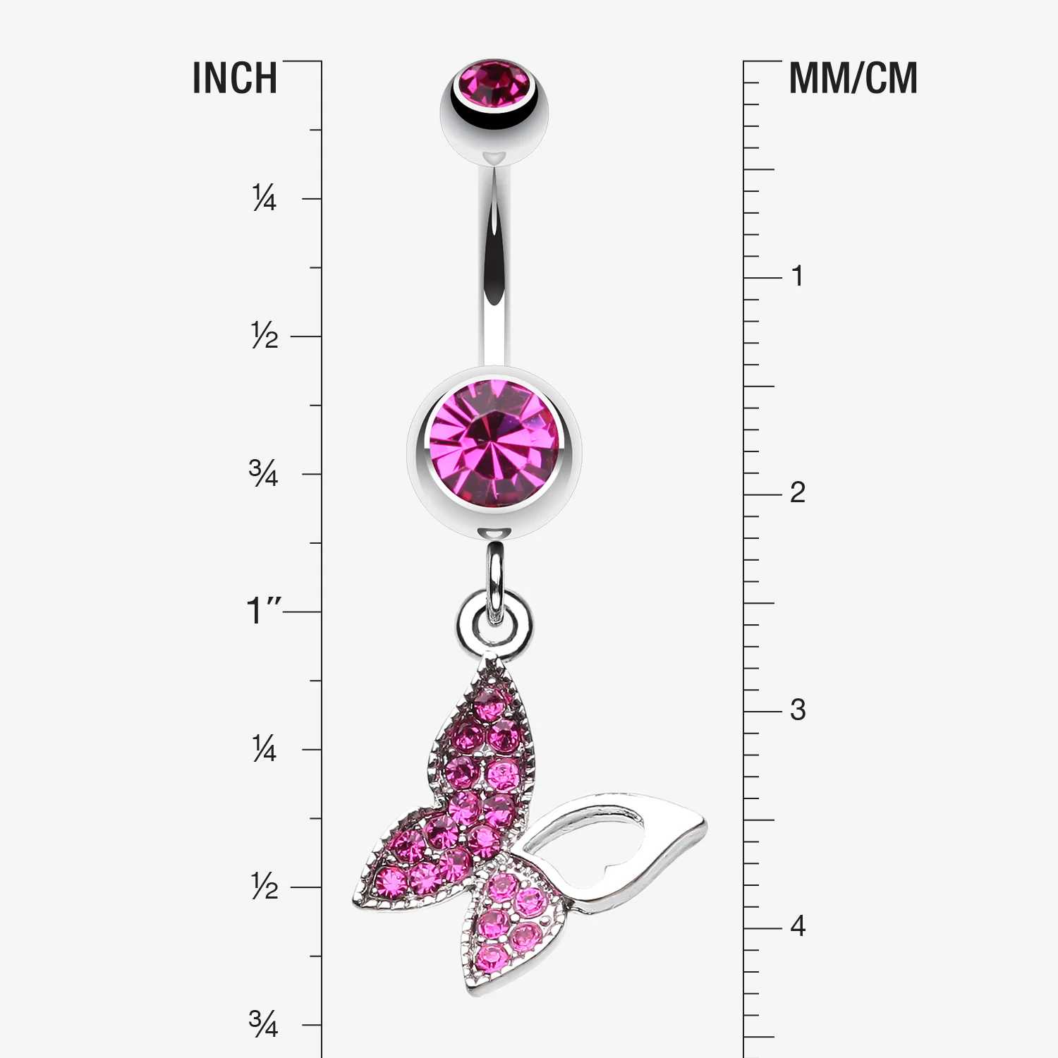 Butterfly Allure Multi-Gem Belly Button Ring - Image 2