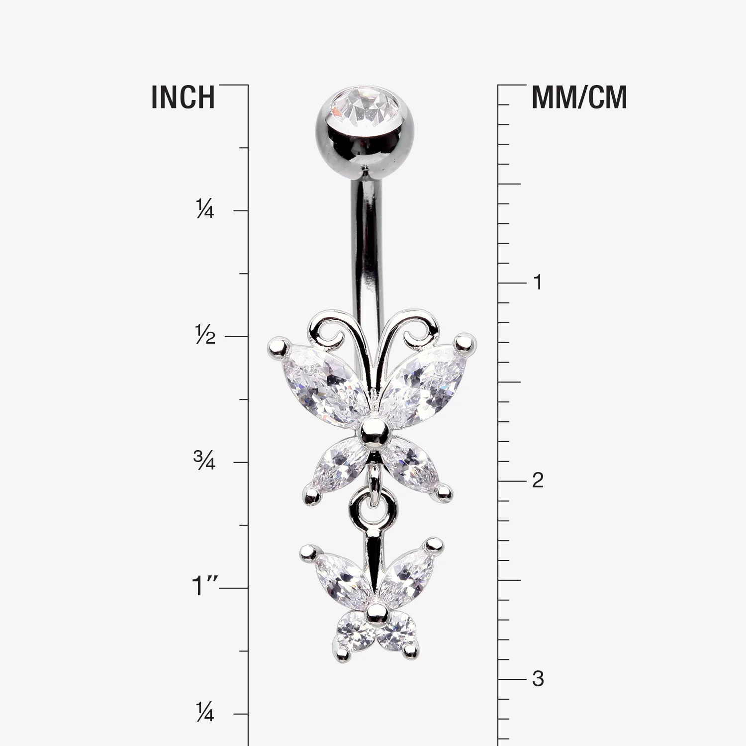 Butterfly Duo Sparkle Belly Button Ring - Image 2