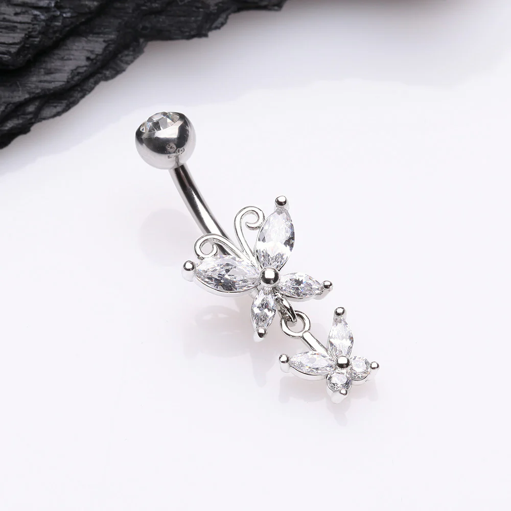 Butterfly Duo Sparkle Belly Button Ring - Image 3