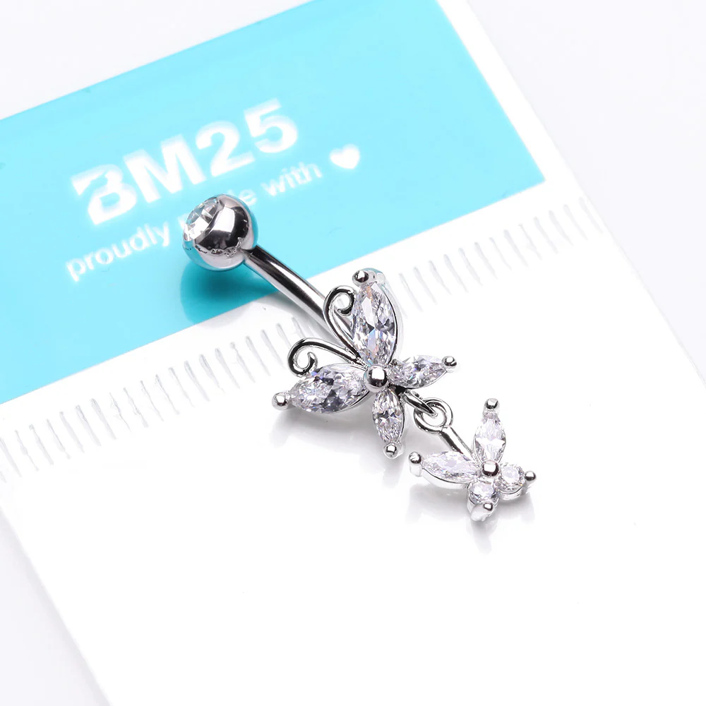 Butterfly Duo Sparkle Belly Button Ring - Image 4