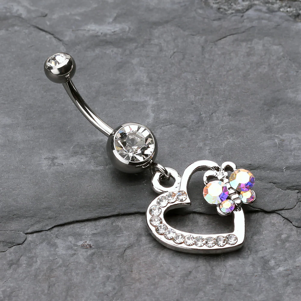 Butterfly Journey Heart Belly Button Ring - Image 3