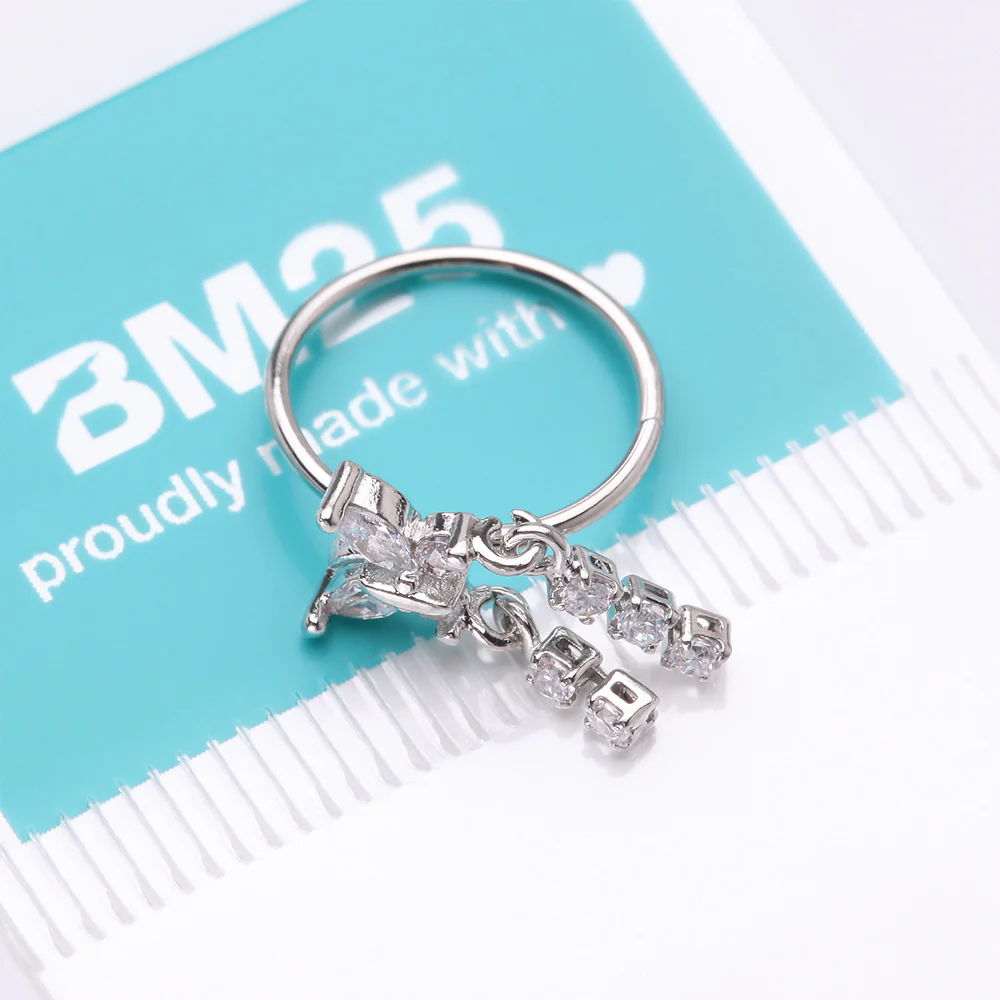 Butterfly Sparkle Dangle Gem Drop Bendable Hoop Ring - Image 5