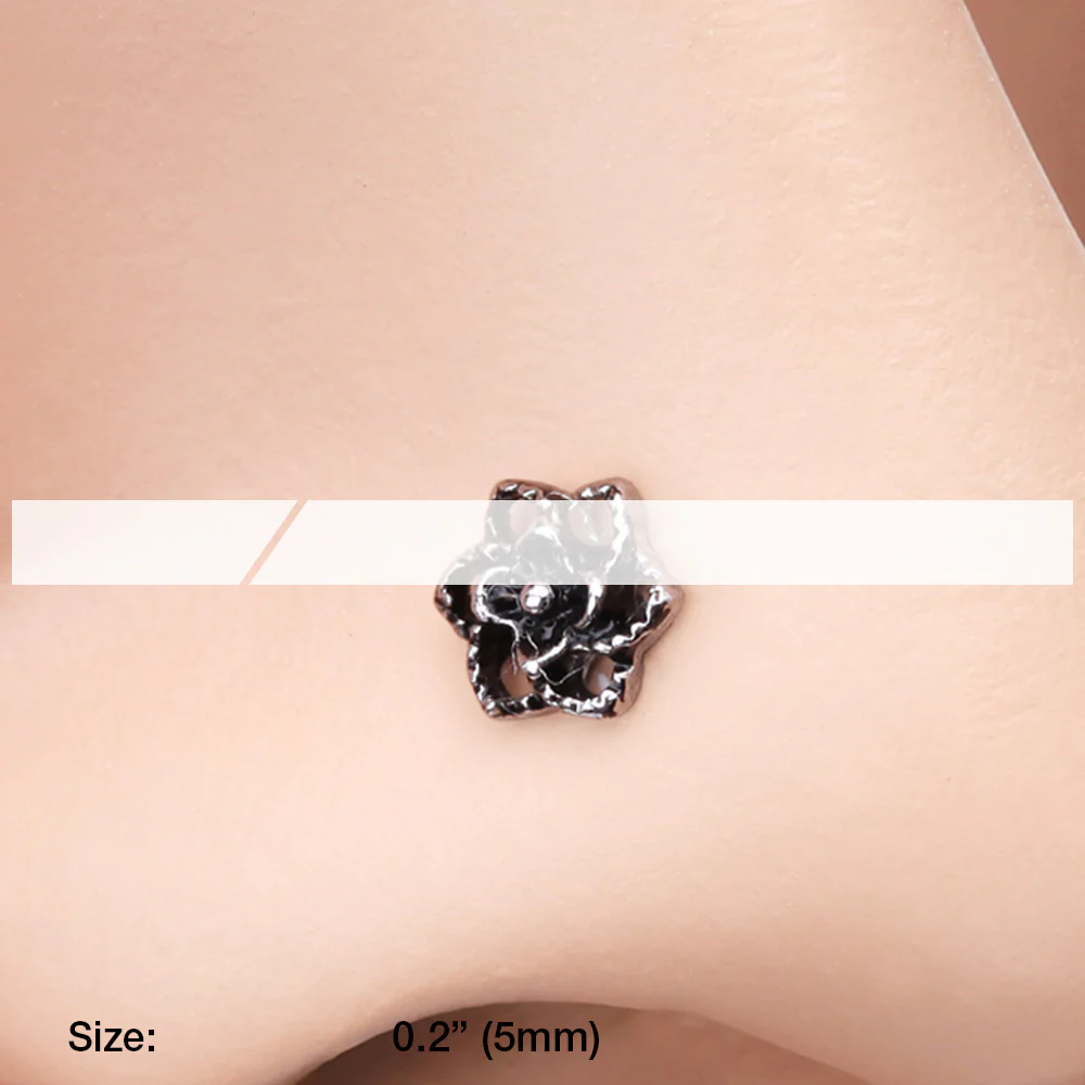 Camellia Flower Filigree Icon Nose Stud Ring - Image 3
