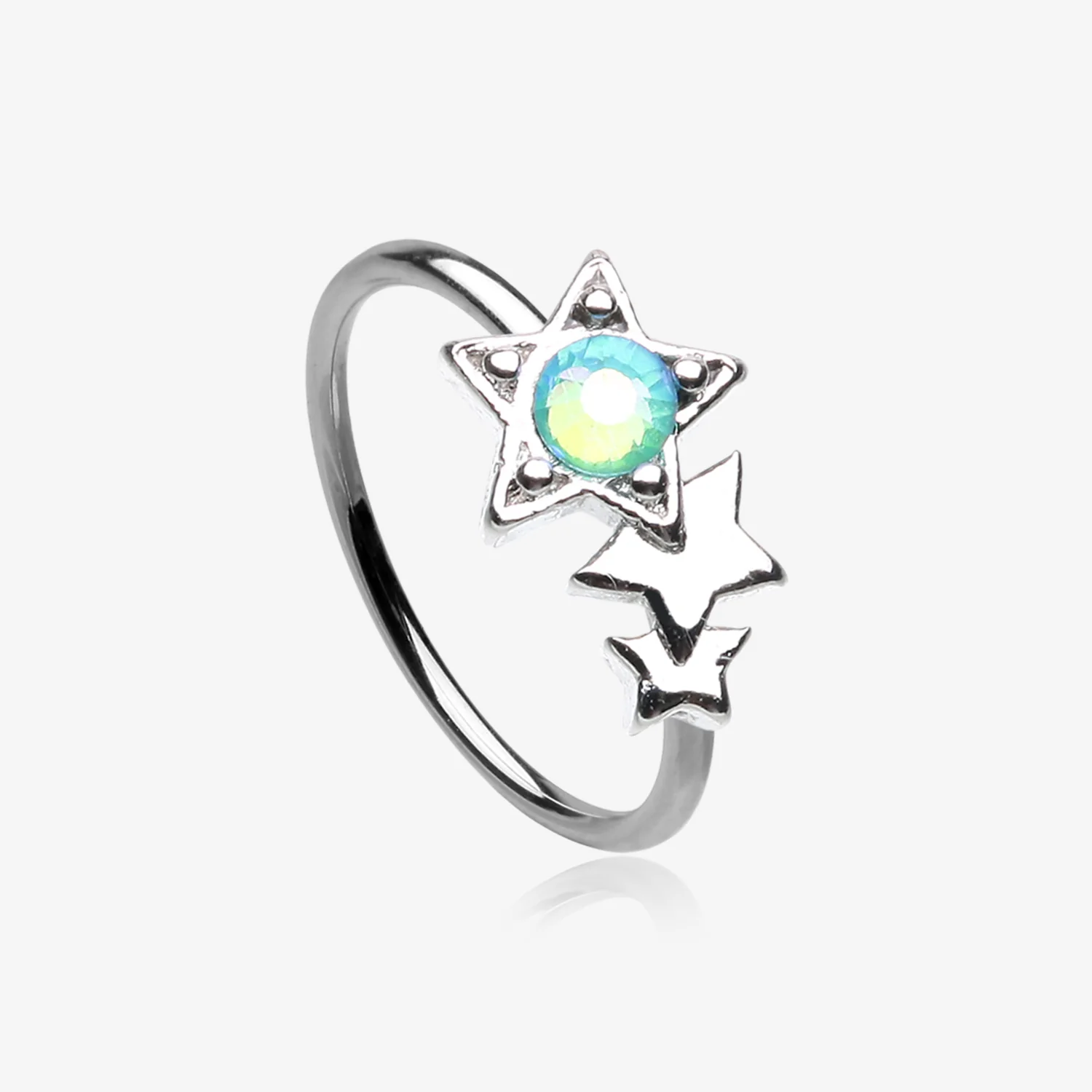Cascading Shooting Star Iridescent Sparkle Bendable Hoop Ring