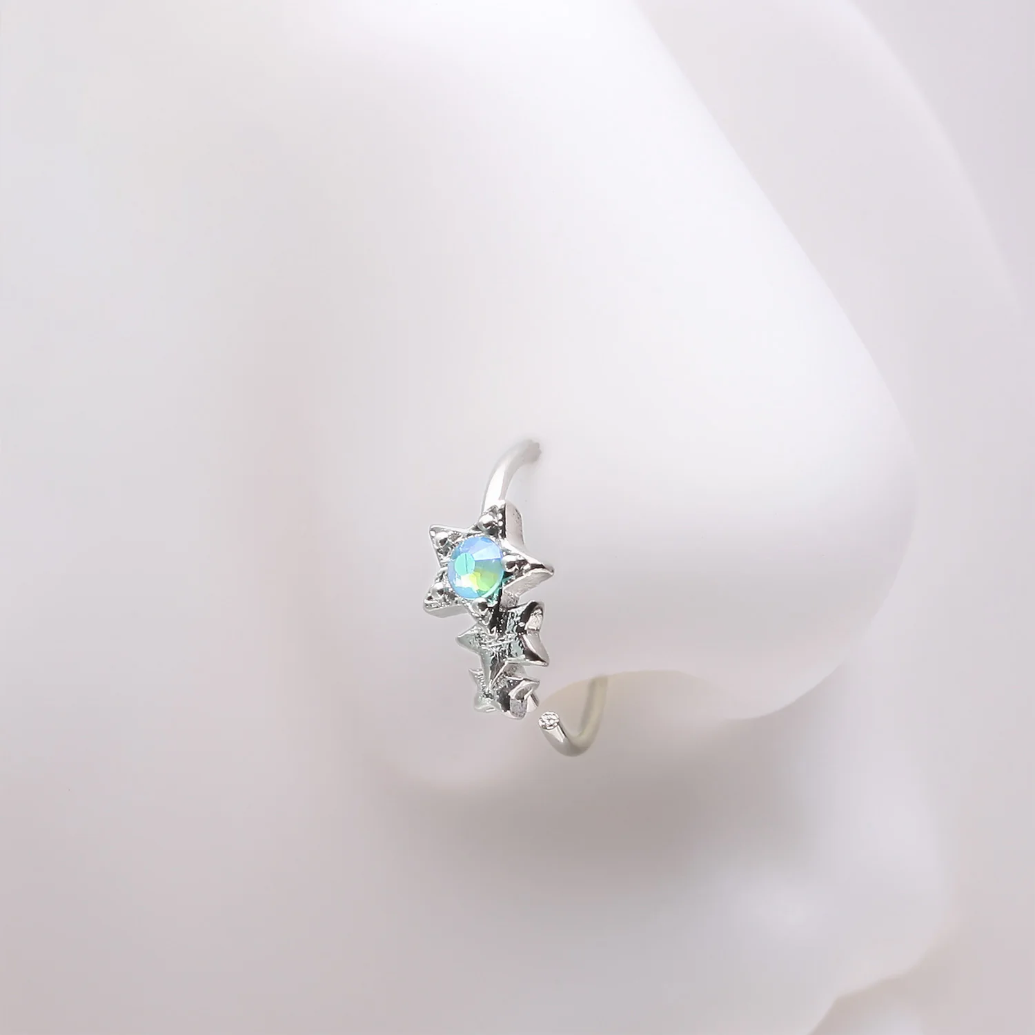 Cascading Shooting Star Iridescent Sparkle Bendable Hoop Ring - Image 2