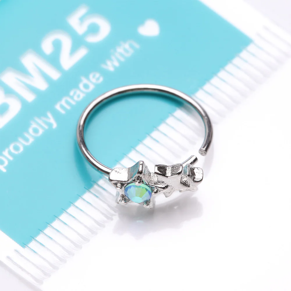 Cascading Shooting Star Iridescent Sparkle Bendable Hoop Ring - Image 4