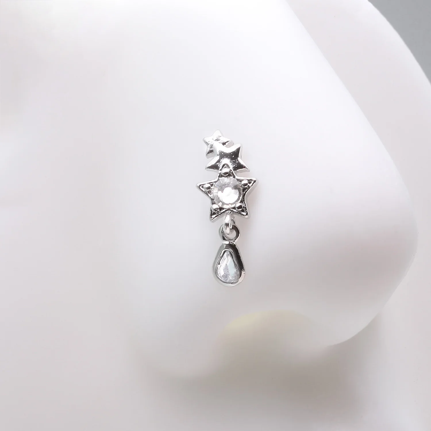Cascading Shooting Star Sparkle Dangle Nose Stud Ring - Image 2
