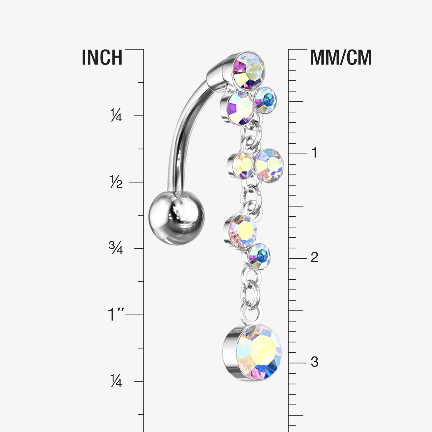 Cascading Sparkle Bauble Chandelier Reverse Belly Button Ring - Image 2