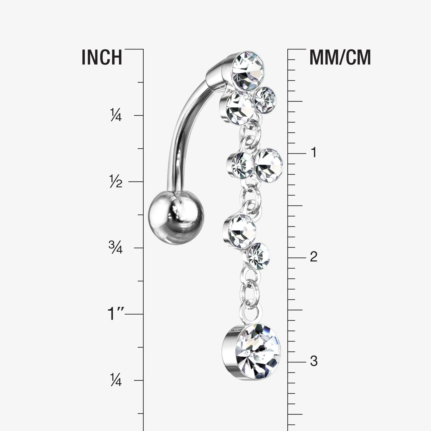 Cascading Sparkle Bauble Chandelier Reverse Belly Button Ring - Image 2