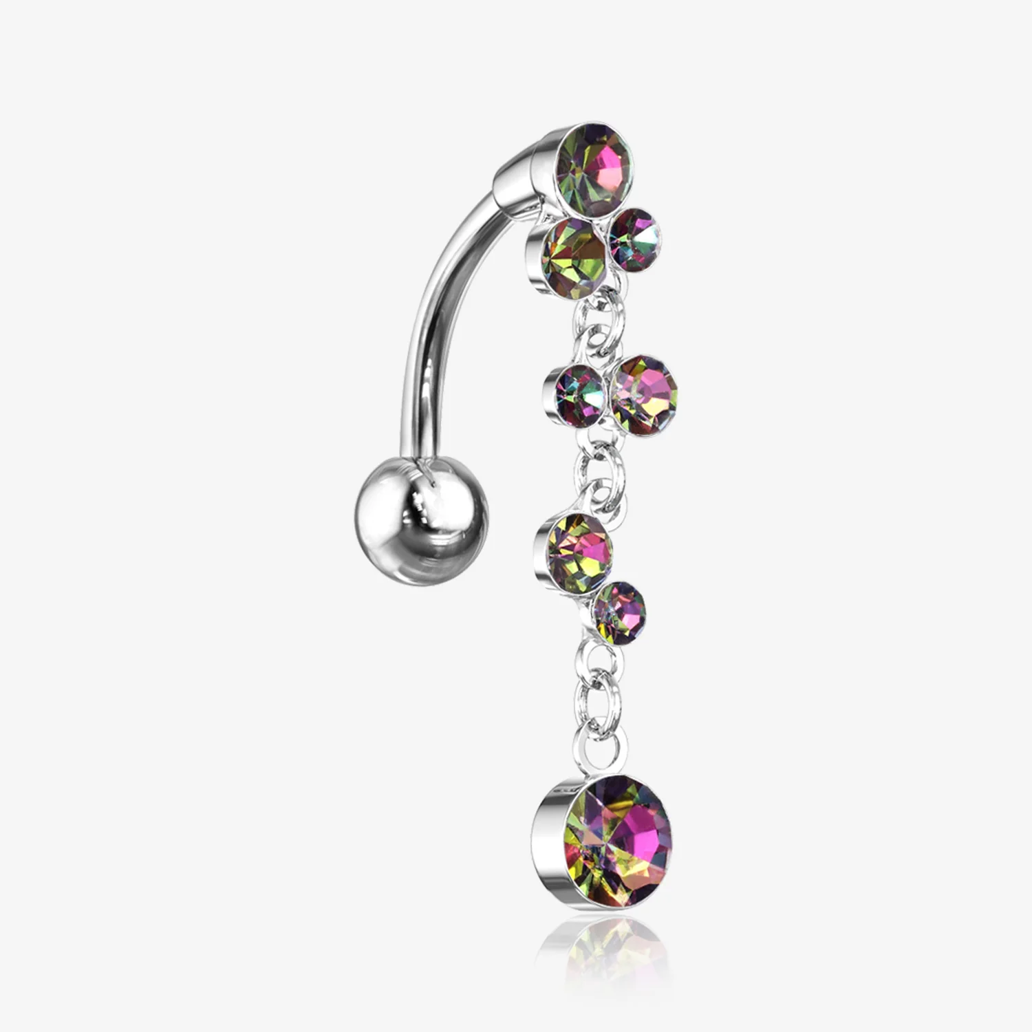 Cascading Sparkle Bauble Chandelier Reverse Belly Button Ring