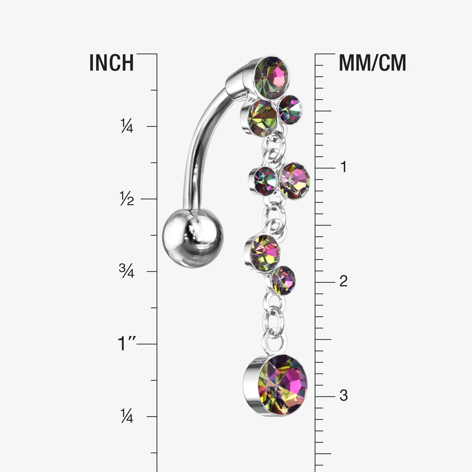 Cascading Sparkle Bauble Chandelier Reverse Belly Button Ring - Image 2