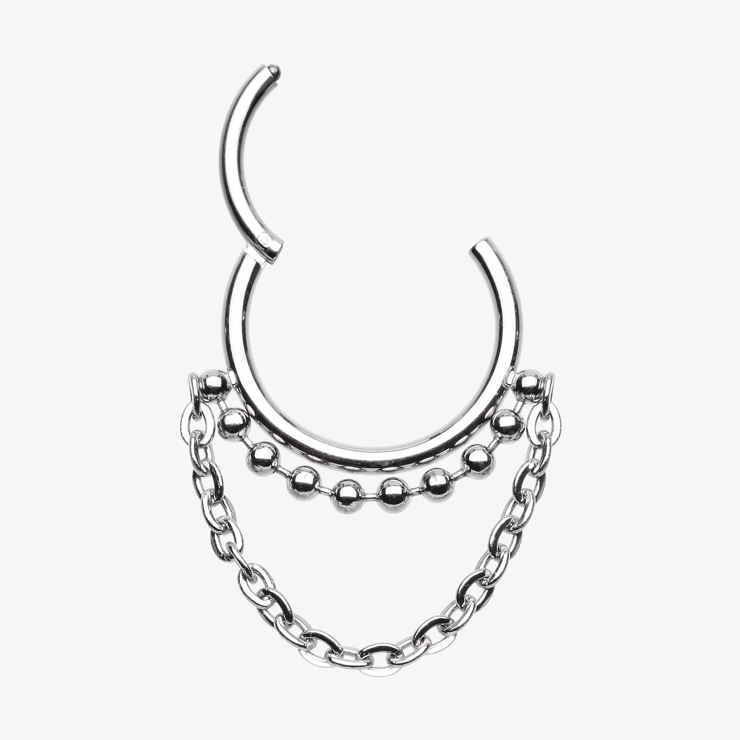 Chained Royal Bali Beads Steel Seamless Clicker Hoop Ring - Image 2