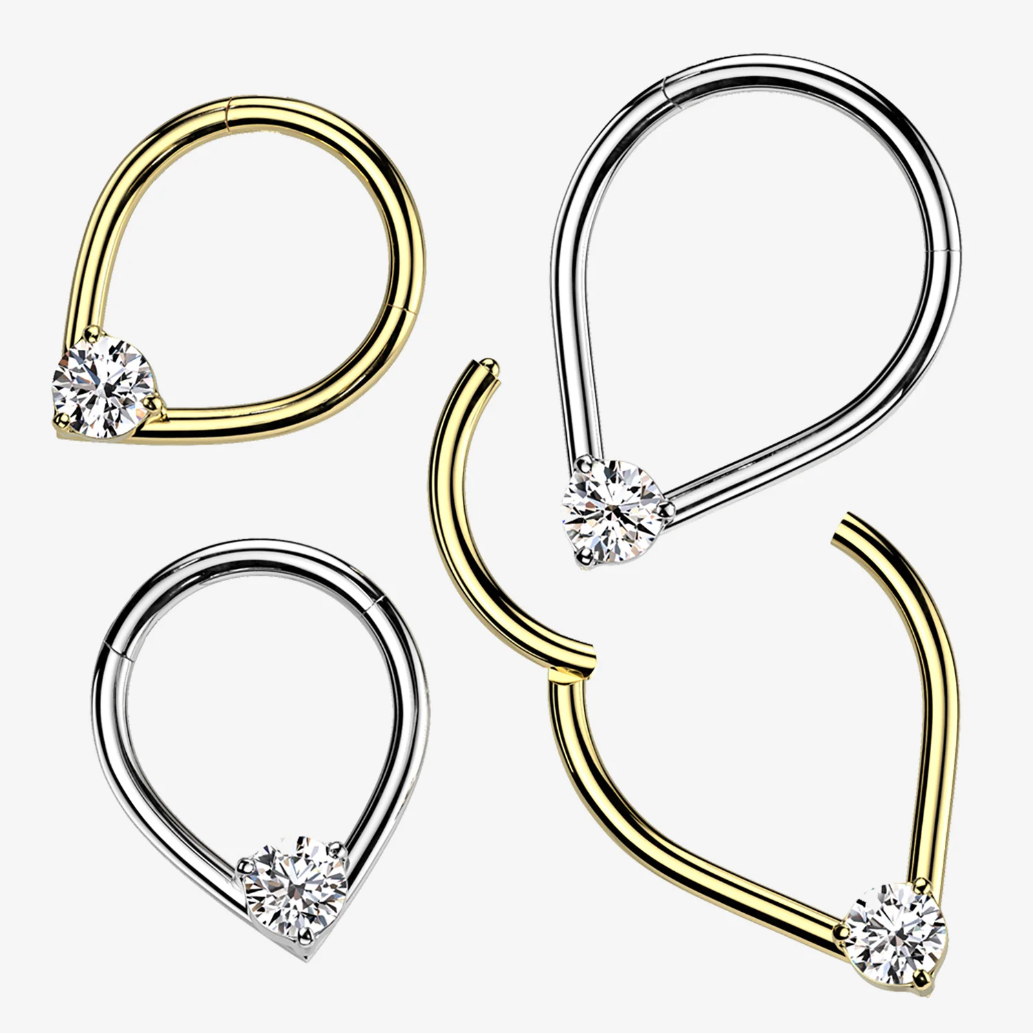 Chevron Teardrop Sparkle Clicker Hoop Ring - Image 2