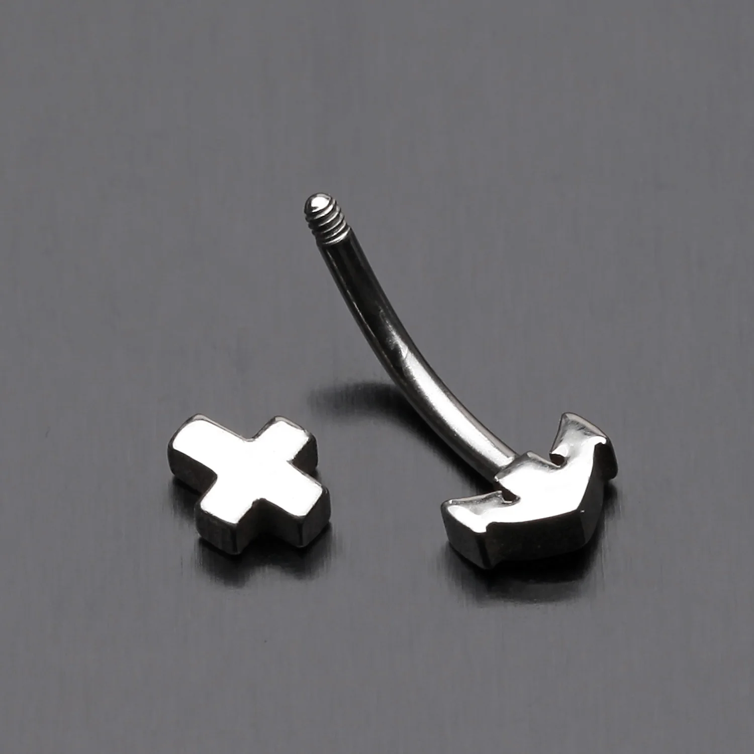 Classic Anchor Curved Barbell Eyebrow Ring - Image 2