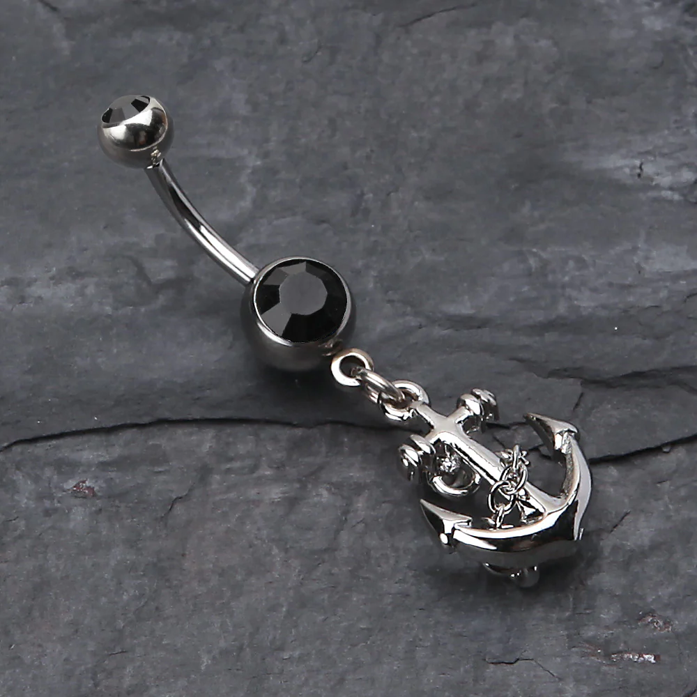 Classic Anchor Dangle Belly Ring - Image 3