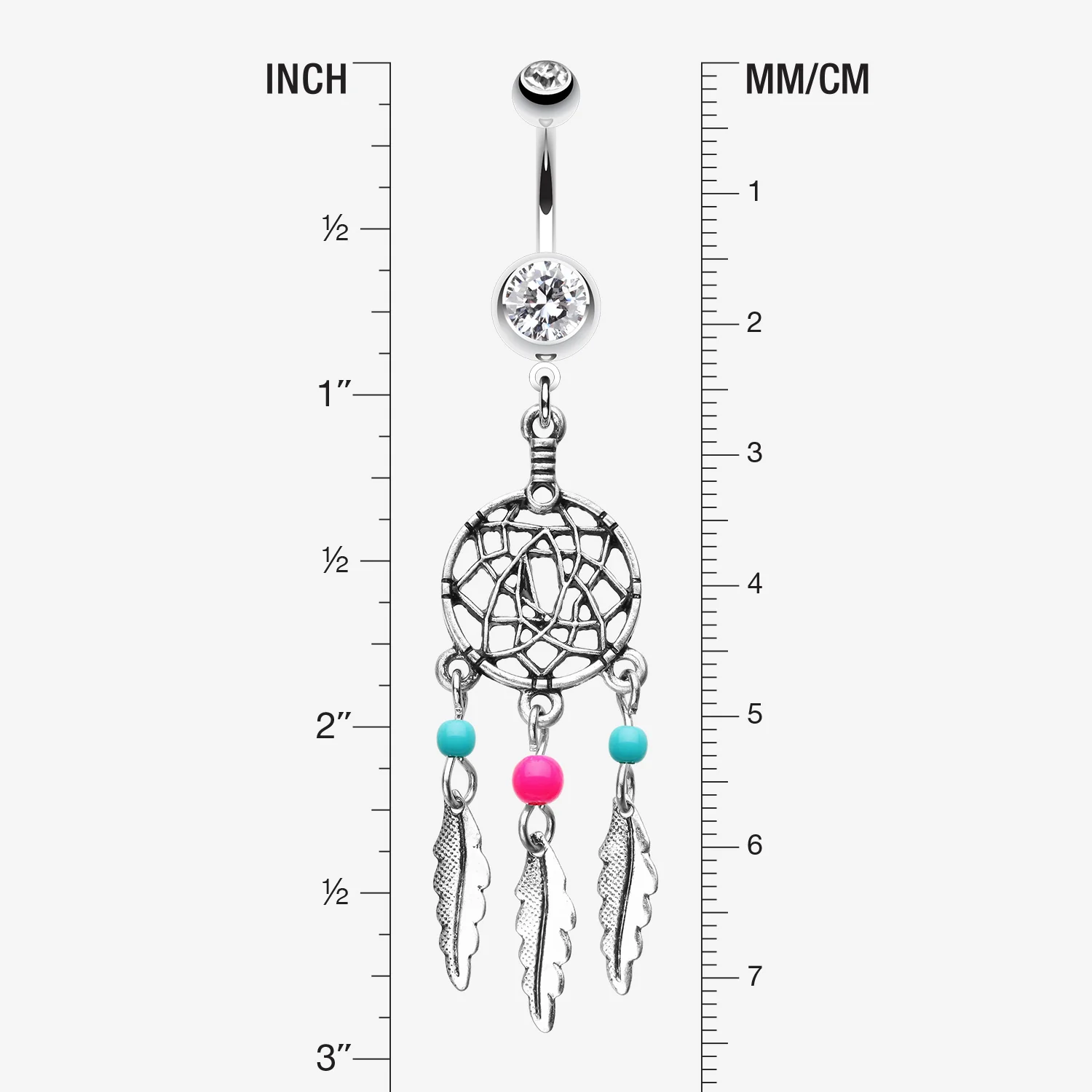 Classic Beaded Dreamcatcher Belly Button Ring - Image 2