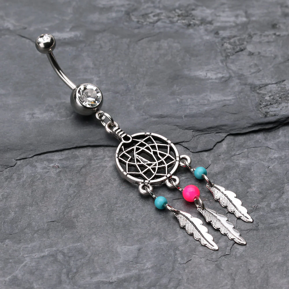 Classic Beaded Dreamcatcher Belly Button Ring - Image 3