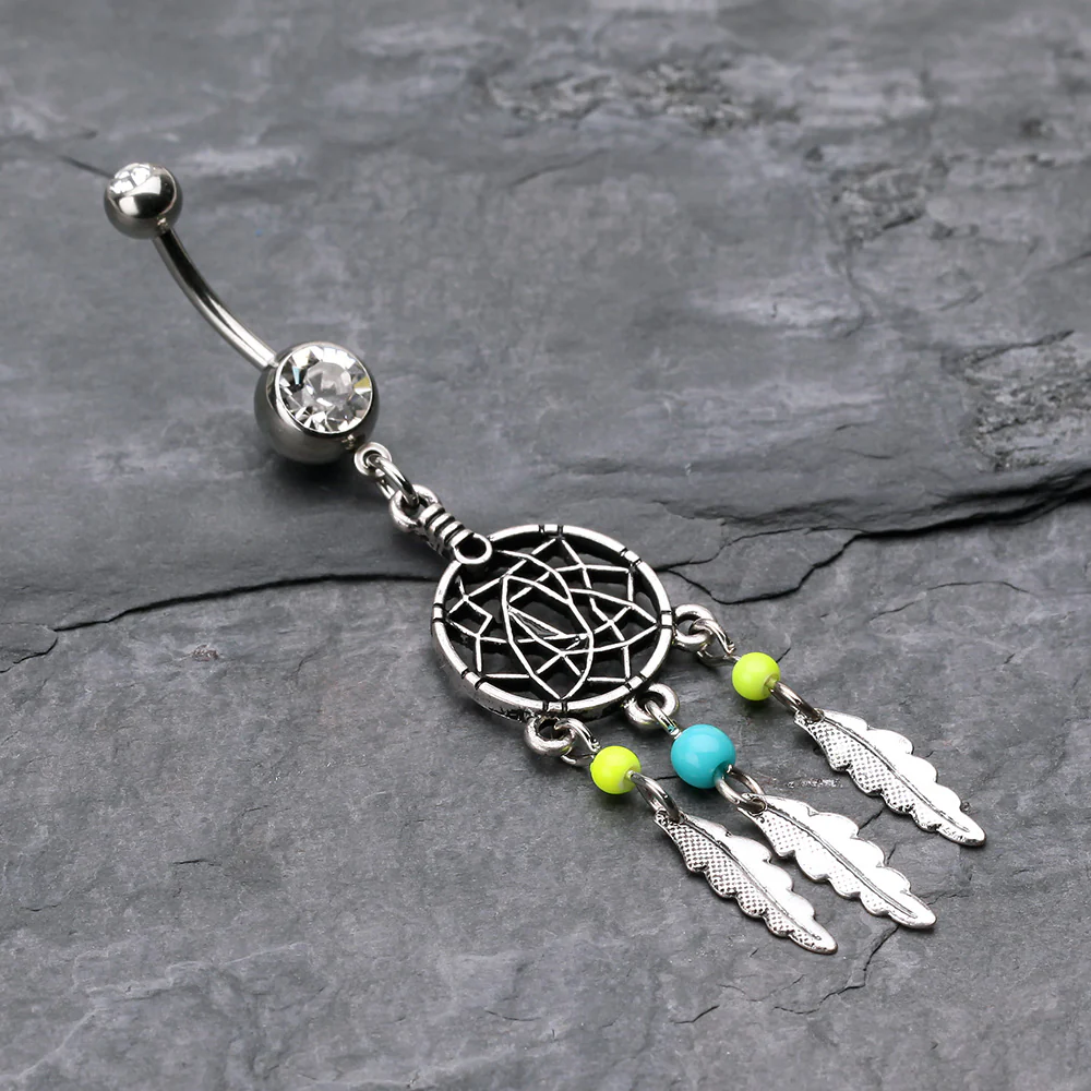 Classic Beaded Dreamcatcher Belly Button Ring - Image 3
