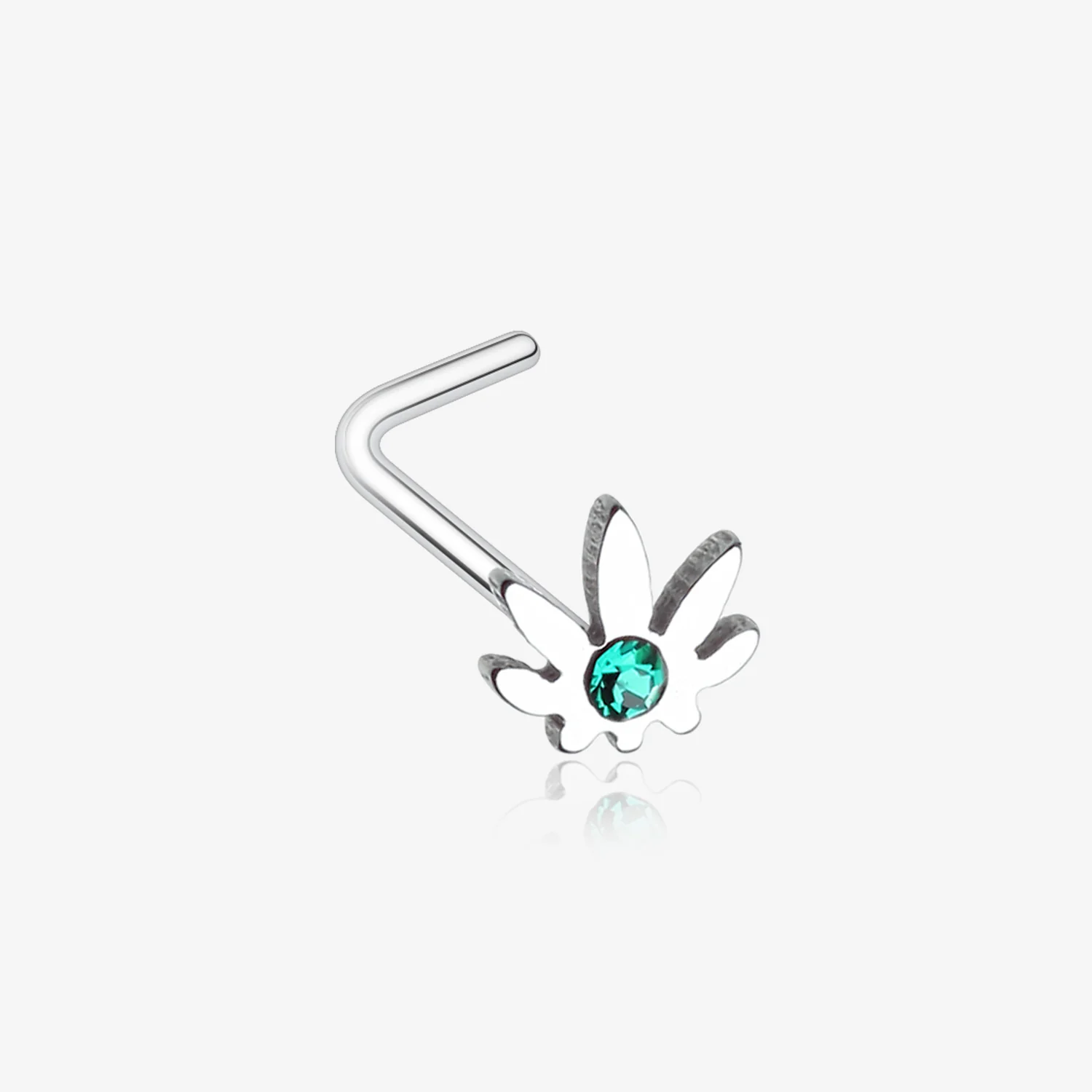 Classic Cannabis Sparkle L-Shaped Nose Ring