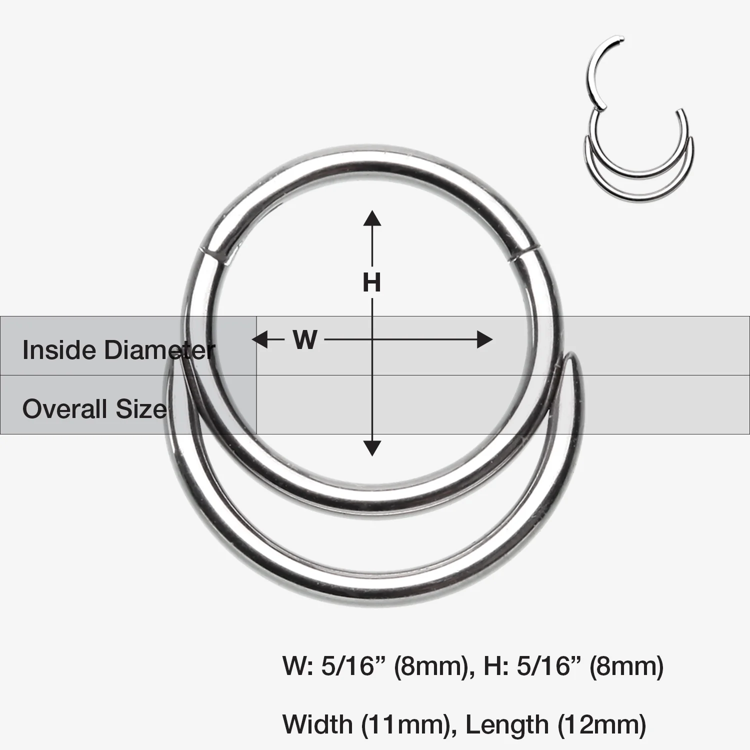 Classic Double Loop Accent Clicker Hoop Ring - Image 2