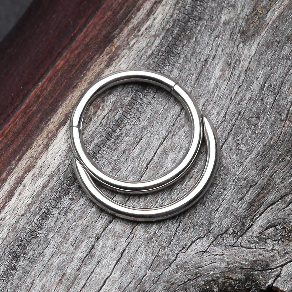 Classic Double Loop Accent Clicker Hoop Ring - Image 3