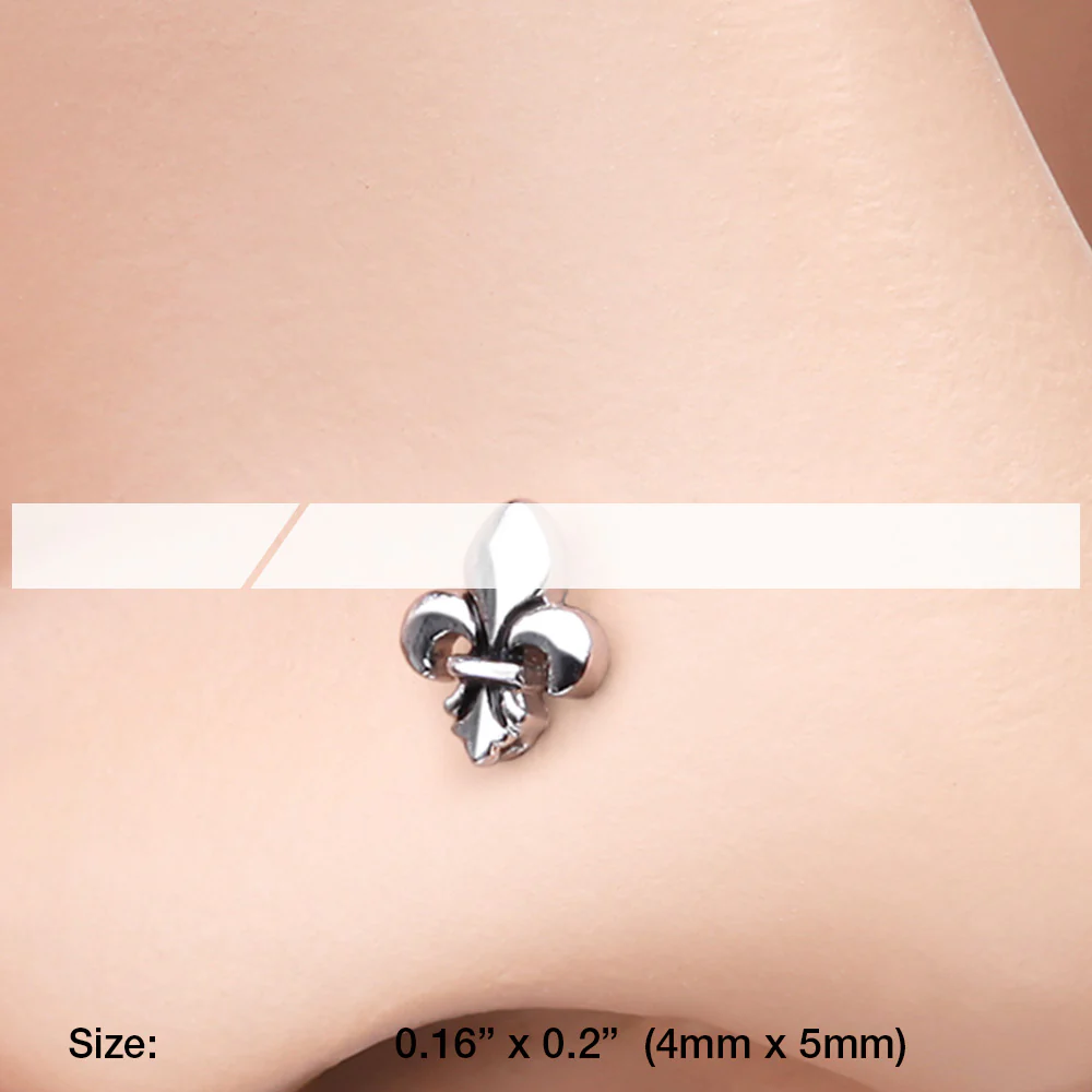 Classic Fleur De Lis Nose Stud Ring - Image 3