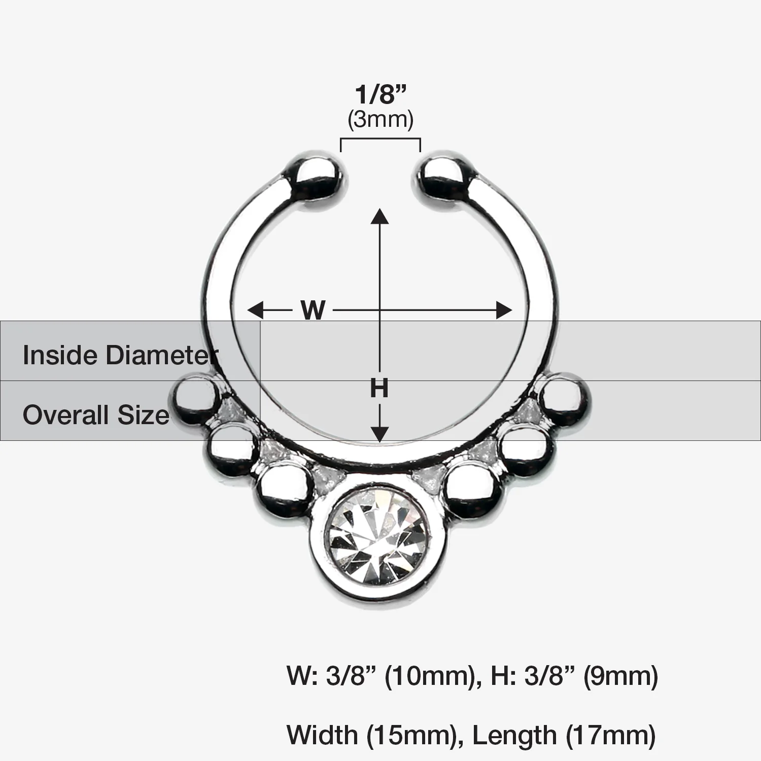 Classic Gem Grandiose Fake Septum Clip-On Ring - Image 2