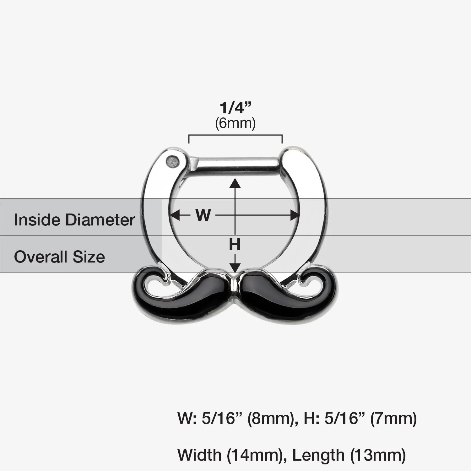 Classic Mustache Septum Clicker - Image 2
