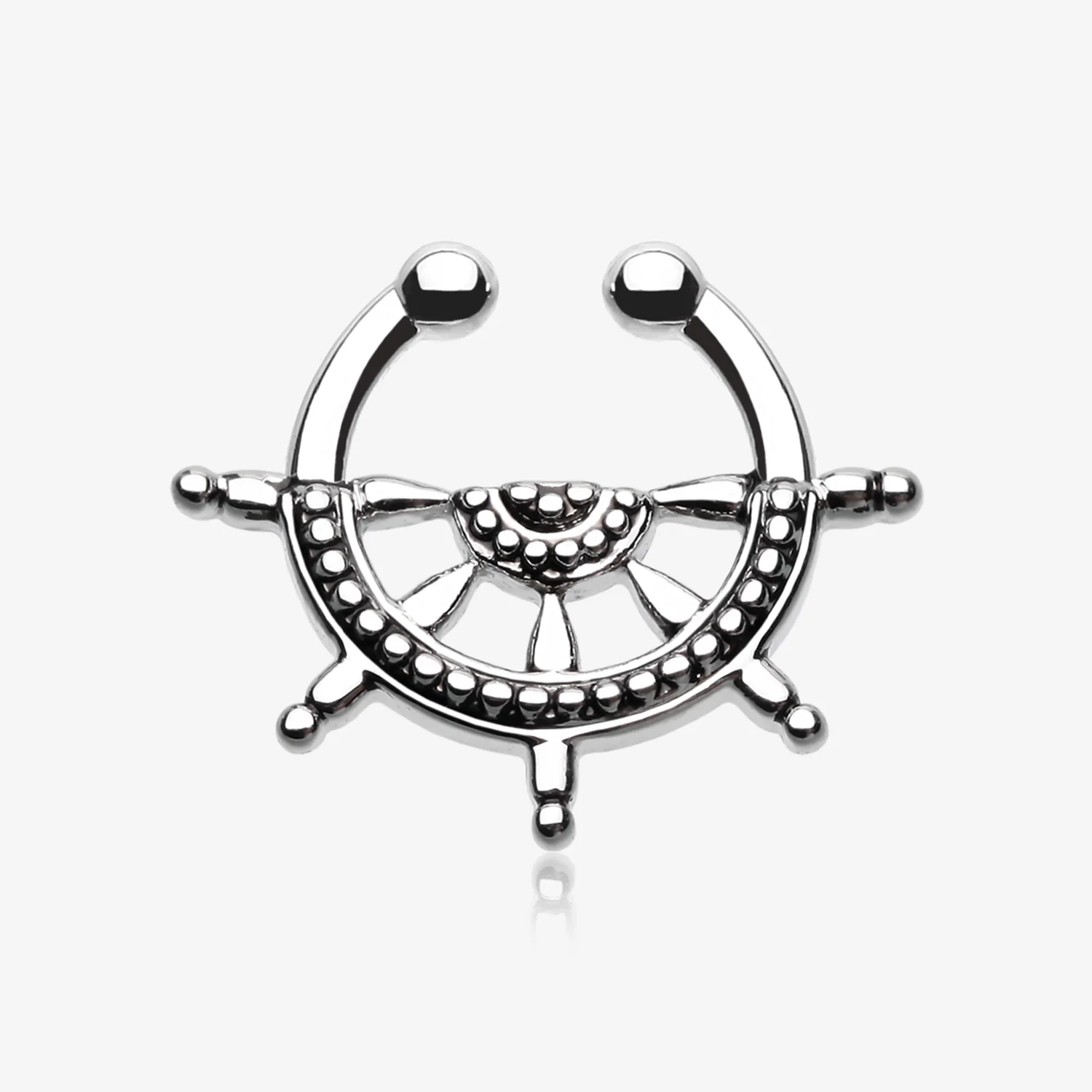 Classic Nautical Wheel Fake Septum Clip-On Ring