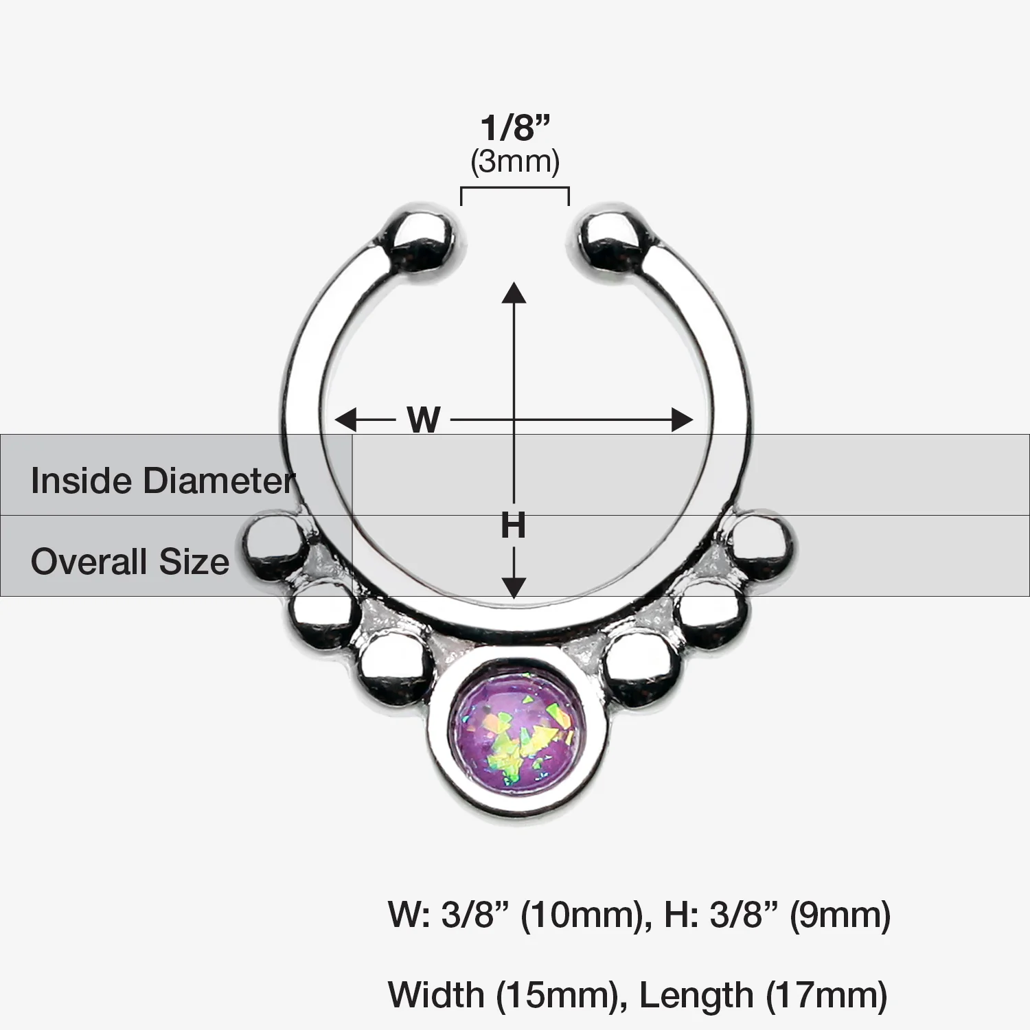 Classic Opal Grandiose Fake Septum Clip-On Ring - Image 2