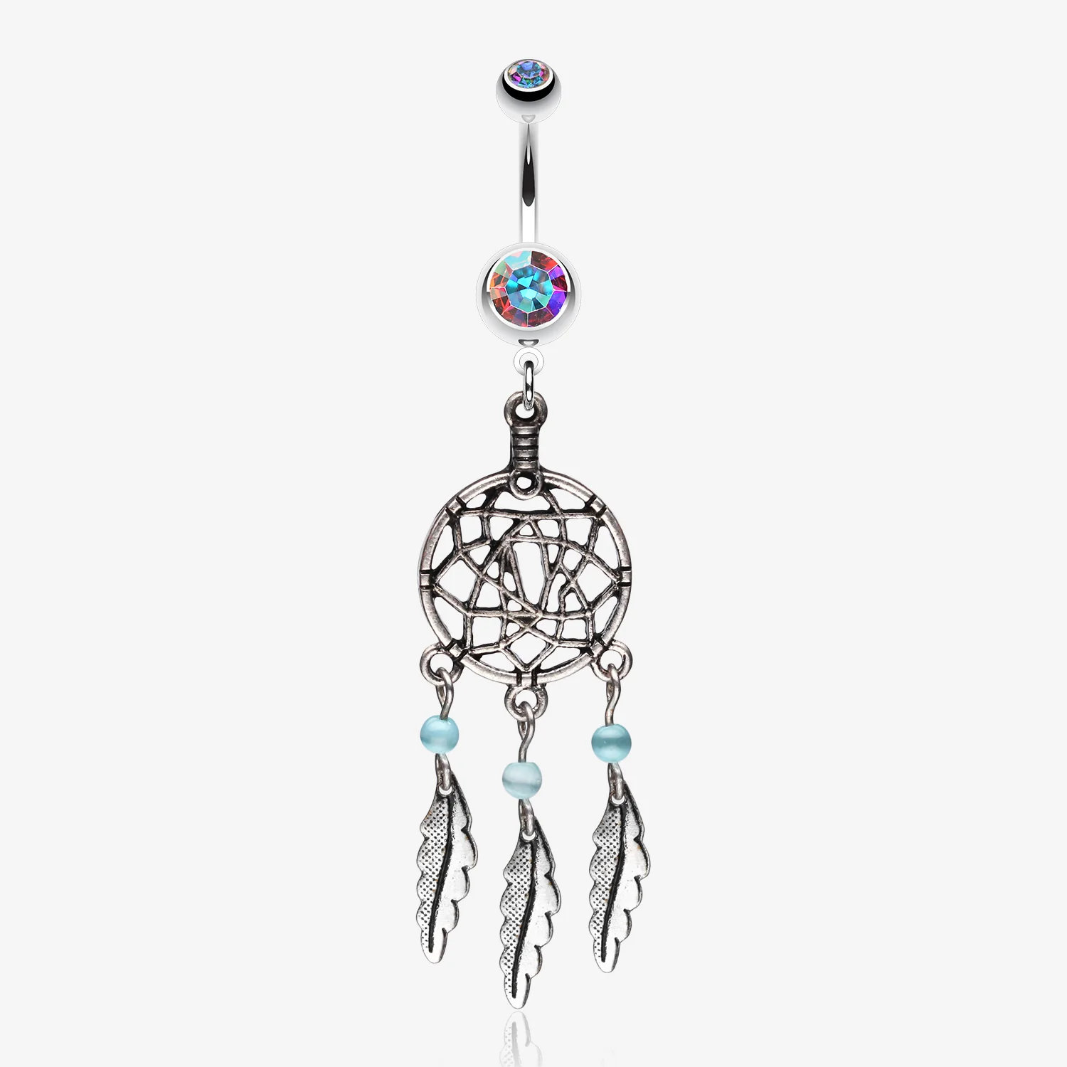 Classic Pewter Dream Catcher Belly Ring