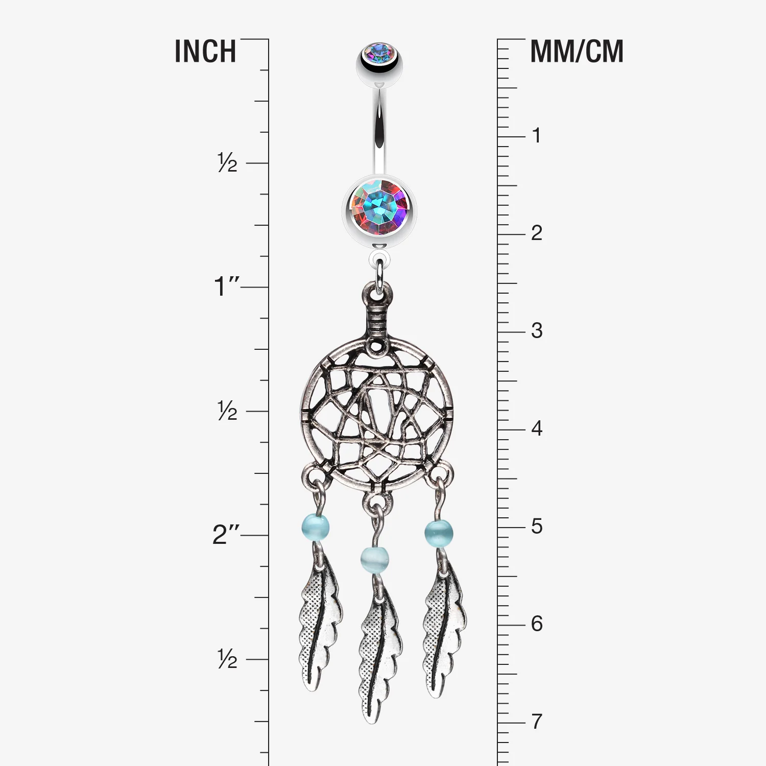 Classic Pewter Dream Catcher Belly Ring - Image 2